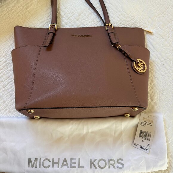 Michael Kors Leather Jet Set East West Top Zip Tote *Non Outlet*  Dusty Rose - Picture 2 of 7